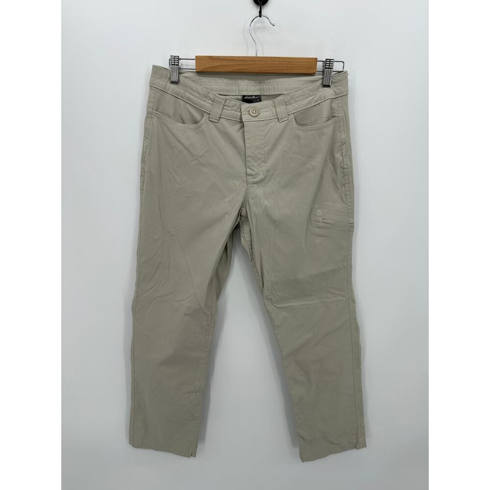 Eddie Bauer Pants Women 8 Tan Khaki Nylon Blend Outdoors Hiking Lightweight